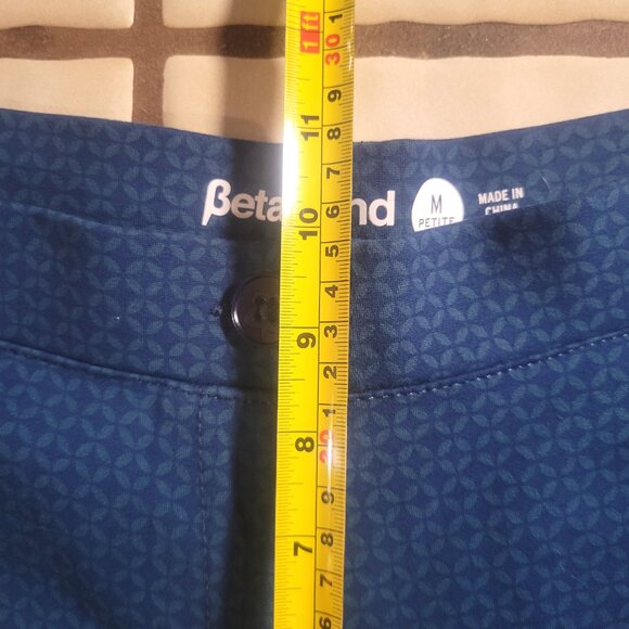 Betabrand Two-Pocket Dress Yoga Pant | Straight Blue Patterned - Size PM - Picture 13 of 14